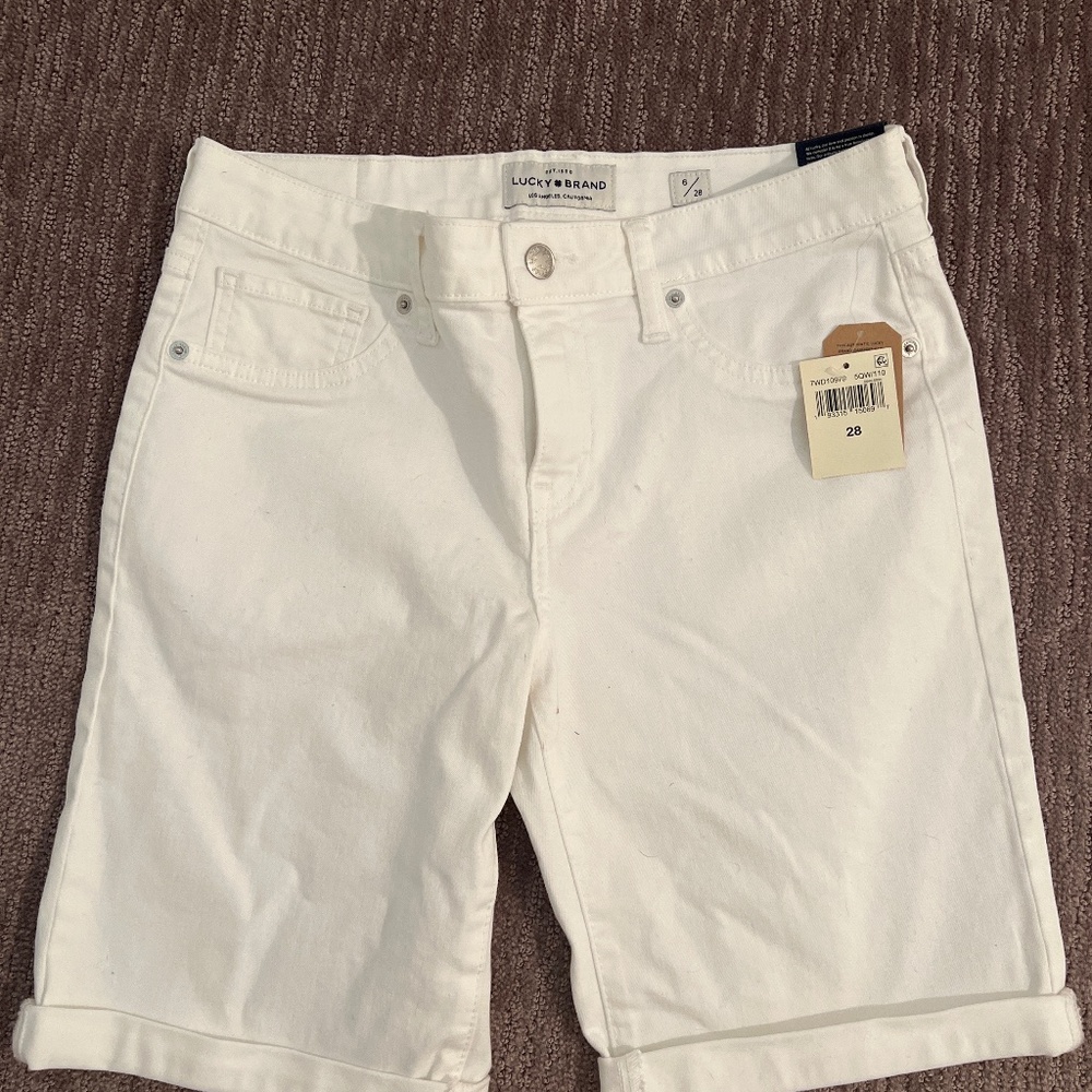 Lucky Brand White Bermuda Denim Shorts